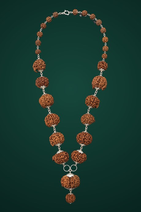 Regular Siddha Mala, shown in full from clasp to centre drop