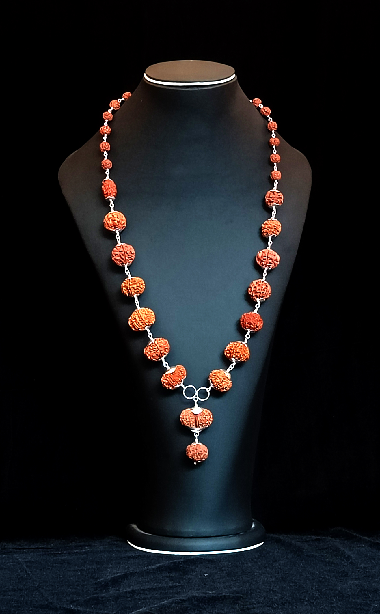 Mangal Siddha Mala shown on a display bust